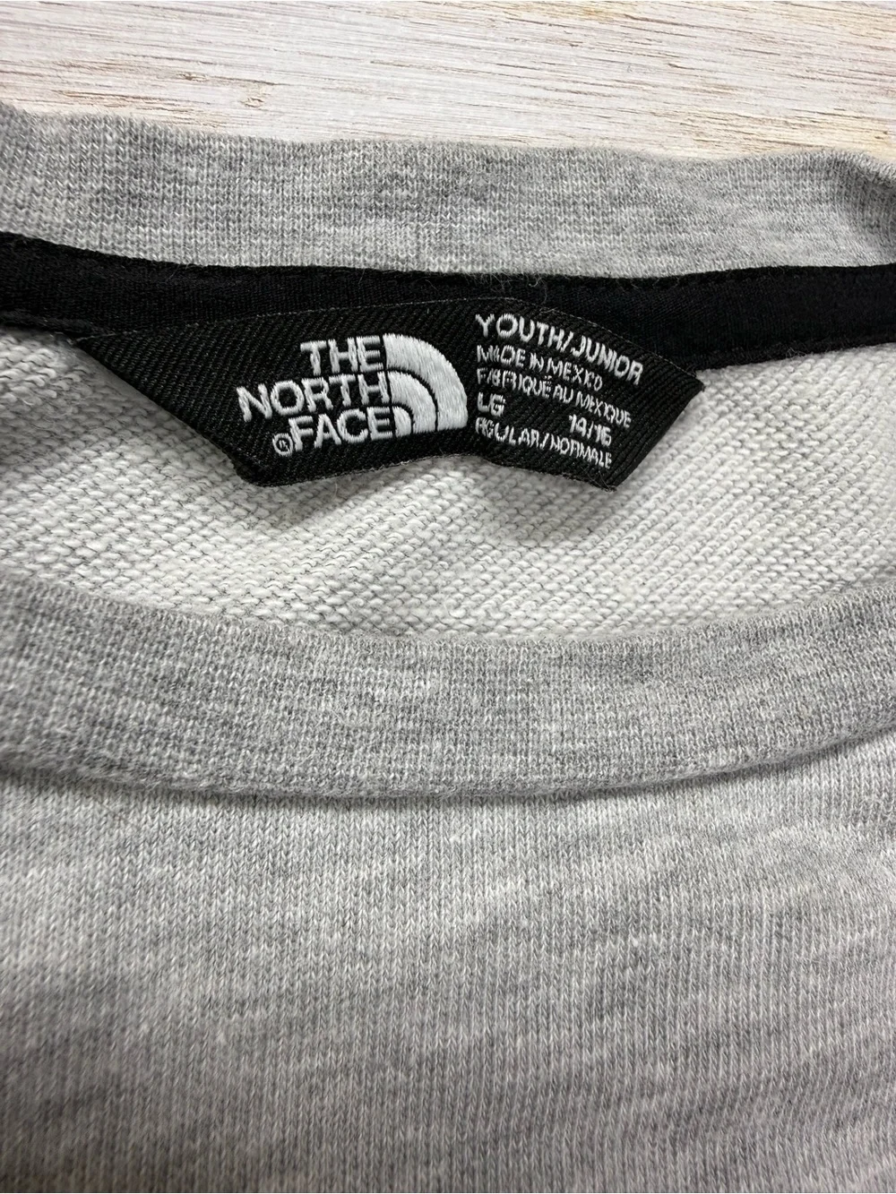 The North Face Gray Crewneck Sweatshirt with Black Neck Trim Boy’s Large